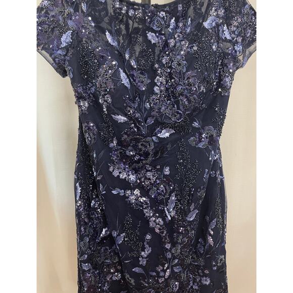 La Femme Short Beaded Lace Dress Illusion Top & Sleeves Plus Size 16 NWT Altered - Picture 5 of 14